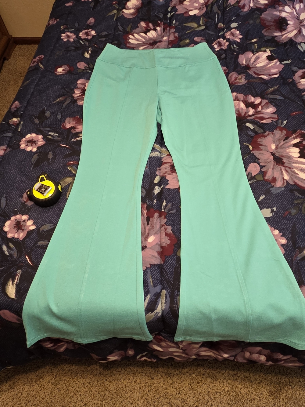 Flared Ponte Pants in Aqua Green